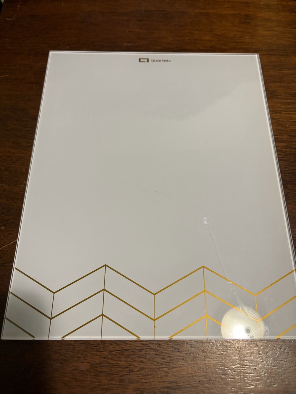 Quartet Glass Dry-Erase Desktop Board with Gold Chevron Accent